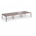 Connex Goal-Post 4200 x 1600 x 725mm Back to Back Desk (6 x 1400mm) - Black Frame Walnut Top GCO4216-K-W