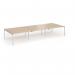 Connex Goal-Post 4200 x 1600 x 725mm Back to Back Desk (6 x 1400mm) - Silver Frame Beech Top GCO4216-S-B