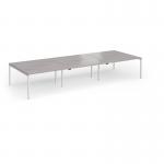Connex Goal-Post 4200 x 1600 x 725mm Back to Back Desk (6 x 1400mm) - Silver Frame Grey Oak Top GCO4216-S-GO