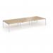 Connex Goal-Post 4200 x 1600 x 725mm Back to Back Desk (6 x 1400mm) - Silver Frame Oak Top GCO4216-S-O
