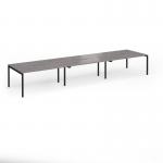 Connex Goal-Post 4800 x 1200 x 725mm Back to Back Desk (6 x 1600mm) - Black Frame Grey Oak Top GCO4812-K-GO