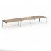 Connex Goal-Post 4800 x 1200 x 725mm Back to Back Desk (6 x 1600mm) - Black Frame Kendal Oak Top GCO4812-K-KO