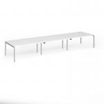 Connex Goal-Post 4800 x 1200 x 725mm Back to Back Desk (6 x 1600mm) - Silver Frame White Top GCO4812-S-WH