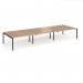 Connex Goal-Post 4800 x 1600 x 725mm Back to Back Desk (6 x 1600mm) - Black Frame Beech Top GCO4816-K-B