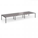 Connex Goal-Post 4800 x 1600 x 725mm Back to Back Desk (6 x 1600mm) - Black Frame Grey Oak Top GCO4816-K-GO