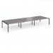Connex Goal-Post 4800 x 1600 x 725mm Back to Back Desk (6 x 1600mm) - Black Frame Grey Oak Top GCO4816-K-GO