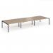 Connex Goal-Post 4800 x 1600 x 725mm Back to Back Desk (6 x 1600mm) - Black Frame Kendal Oak Top GCO4816-K-KO