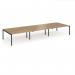 Connex Goal-Post 4800 x 1600 x 725mm Back to Back Desk (6 x 1600mm) - Black Frame Oak Top GCO4816-K-O