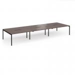 Connex Goal-Post 4800 x 1600 x 725mm Back to Back Desk (6 x 1600mm) - Black Frame Walnut Top GCO4816-K-W