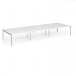 Connex Goal-Post 4800 x 1600 x 725mm Back to Back Desk (6 x 1600mm) - Silver Frame White Top GCO4816-S-WH