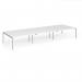Connex Goal-Post 4800 x 1600 x 725mm Back to Back Desk (6 x 1600mm) - Silver Frame White Top GCO4816-S-WH