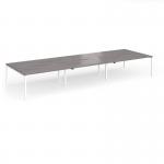 Connex Goal-Post 4800 x 1600 x 725mm Back to Back Desk (6 x 1600mm) - White Frame Grey Oak Top GCO4816-WH-GO