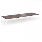 Connex Goal-Post 4800 x 1600 x 725mm Back to Back Desk (6 x 1600mm) - White Frame Walnut Top GCO4816-WH-W