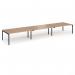 Connex Goal-Post 5400 x 1200 x 725mm Back to Back Desk (6 x 1800mm) - Black Frame Beech Top GCO5412-K-B