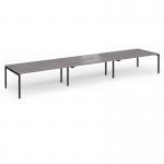 Connex Goal-Post 5400 x 1200 x 725mm Back to Back Desk (6 x 1800mm) - Black Frame Grey Oak Top GCO5412-K-GO