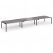Connex Goal-Post 5400 x 1200 x 725mm Back to Back Desk (6 x 1800mm) - Black Frame Grey Oak Top GCO5412-K-GO