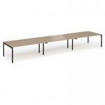 Connex Goal-Post 5400 x 1200 x 725mm Back to Back Desk (6 x 1800mm) - Black Frame Kendal Oak Top GCO5412-K-KO