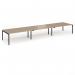 Connex Goal-Post 5400 x 1200 x 725mm Back to Back Desk (6 x 1800mm) - Black Frame Kendal Oak Top GCO5412-K-KO