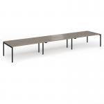 Connex Goal-Post 5400 x 1200 x 725mm Back to Back Desk (6 x 1800mm) - Black Frame Nebraska Oak Top GCO5412-K-NO