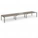 Connex Goal-Post 5400 x 1200 x 725mm Back to Back Desk (6 x 1800mm) - Black Frame Nebraska Oak Top GCO5412-K-NO