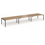Connex Goal-Post 5400 x 1200 x 725mm Back to Back Desk (6 x 1800mm) - Black Frame Oak Top GCO5412-K-O