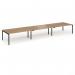Connex Goal-Post 5400 x 1200 x 725mm Back to Back Desk (6 x 1800mm) - Black Frame Oak Top GCO5412-K-O