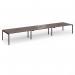 Connex Goal-Post 5400 x 1200 x 725mm Back to Back Desk (6 x 1800mm) - Black Frame Walnut Top GCO5412-K-W