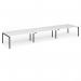 Connex Goal-Post 5400 x 1200 x 725mm Back to Back Desk (6 x 1800mm) - Black Frame White Top GCO5412-K-WH