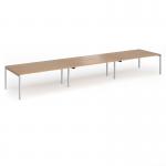 Connex Goal-Post 5400 x 1200 x 725mm Back to Back Desk (6 x 1800mm) - Silver Frame Beech Top GCO5412-S-B