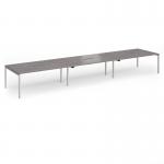 Connex Goal-Post 5400 x 1200 x 725mm Back to Back Desk (6 x 1800mm) - Silver Frame Grey Oak Top GCO5412-S-GO