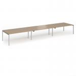 Connex Goal-Post 5400 x 1200 x 725mm Back to Back Desk (6 x 1800mm) - Silver Frame Kendal Oak Top GCO5412-S-KO