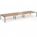Connex Goal-Post 5400 x 1600 x 725mm Back to Back Desk (6 x 1800mm) - Black Frame Beech Top GCO5416-K-B