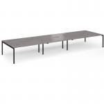 Connex Goal-Post 5400 x 1600 x 725mm Back to Back Desk (6 x 1800mm) - Black Frame Grey Oak Top GCO5416-K-GO