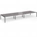 Connex Goal-Post 5400 x 1600 x 725mm Back to Back Desk (6 x 1800mm) - Black Frame Grey Oak Top GCO5416-K-GO
