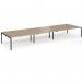 Connex Goal-Post 5400 x 1600 x 725mm Back to Back Desk (6 x 1800mm) - Black Frame Kendal Oak Top GCO5416-K-KO