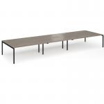 Connex Goal-Post 5400 x 1600 x 725mm Back to Back Desk (6 x 1800mm) - Black Frame Nebraska Oak Top GCO5416-K-NO