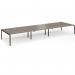 Connex Goal-Post 5400 x 1600 x 725mm Back to Back Desk (6 x 1800mm) - Black Frame Nebraska Oak Top GCO5416-K-NO