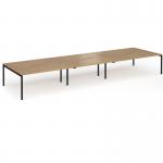 Connex Goal-Post 5400 x 1600 x 725mm Back to Back Desk (6 x 1800mm) - Black Frame Oak Top GCO5416-K-O