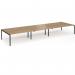 Connex Goal-Post 5400 x 1600 x 725mm Back to Back Desk (6 x 1800mm) - Black Frame Oak Top GCO5416-K-O
