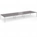 Connex Goal-Post 5400 x 1600 x 725mm Back to Back Desk (6 x 1800mm) - Silver Frame Grey Oak Top GCO5416-S-GO
