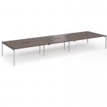 Connex Goal-Post 5400 x 1600 x 725mm Back to Back Desk (6 x 1800mm) - Silver Frame Walnut Top GCO5416-S-W