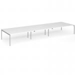 Connex Goal-Post 5400 x 1600 x 725mm Back to Back Desk (6 x 1800mm) - Silver Frame White Top GCO5416-S-WH