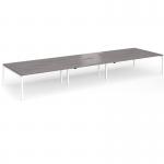 Connex Goal-Post 5400 x 1600 x 725mm Back to Back Desk (6 x 1800mm) - White Frame Grey Oak Top GCO5416-WH-GO