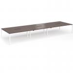 Connex Goal-Post 5400 x 1600 x 725mm Back to Back Desk (6 x 1800mm) - White Frame Walnut Top GCO5416-WH-W