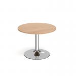 Genoa circular dining table with chrome trumpet base 1000mm - beech