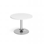 Genoa circular dining table with chrome trumpet base 1000mm - white
