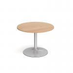 Genoa circular dining table with silver trumpet base 1000mm - beech
