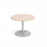 Genoa circular dining table with silver trumpet base 1000mm - maple