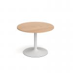 Genoa circular dining table with white trumpet base 1000mm - beech GDC1000-WH-B