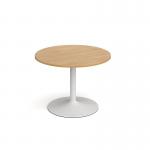 Genoa circular dining table with white trumpet base 1000mm - oak GDC1000-WH-O